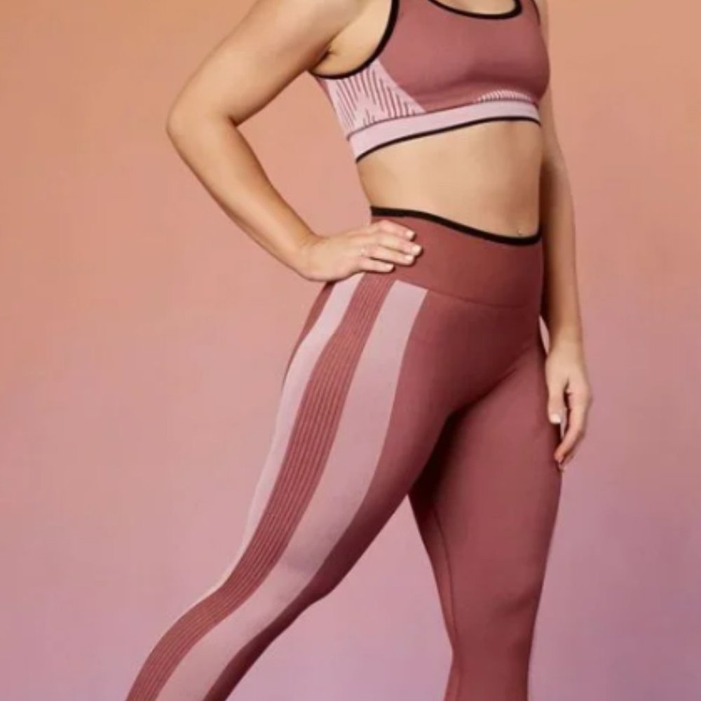 Fabletics Rust and Pink Sports Bra